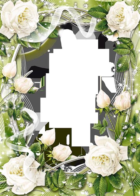 Rose Clip Art Black And White Border White Roses Frame Png