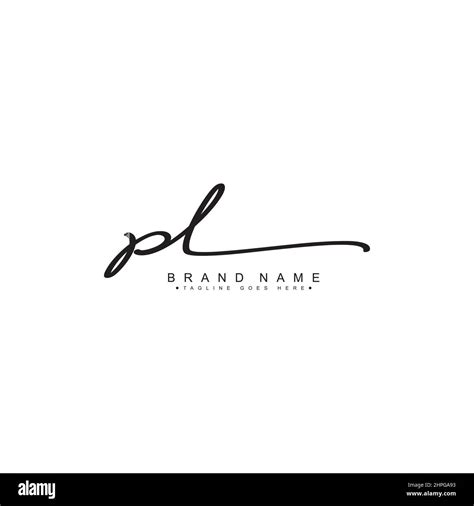 Initial Letter PL Logo Hand Drawn Signature Logo Vector Logo