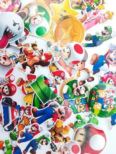 Stickers Mario Bross 50 Unidades Laminados Personalizados Cuotas Sin