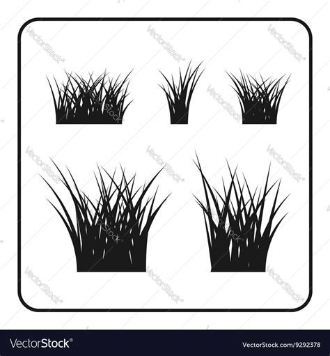 Grass Bushes Set Black Lawn Royalty Free Vector Image