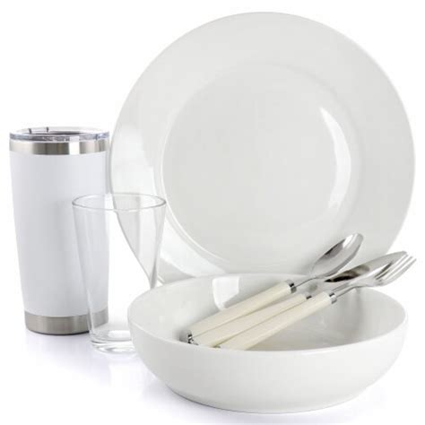 Gibson Home Nobella Piece Fine Ceramic Dinnerware Set In White