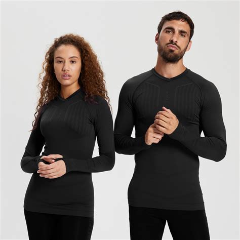 Ls Thermal Base Layer Top Keepdry 500 Black Black Carbon Grey Kipsta Decathlon