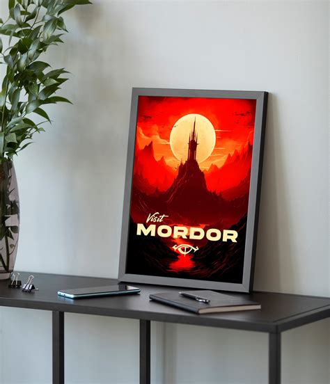 Mordor Travel Poster Lord Of The Rings Print Cool Visit Mordor Sauron Mount Doom Landscape