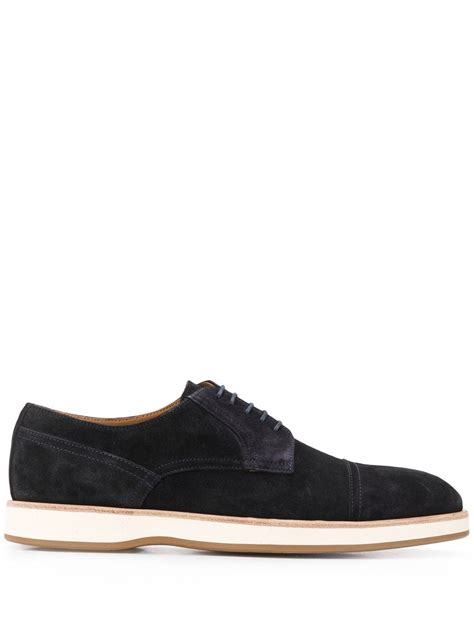 Hugo Boss Suede Derby Shoes In Blue Modesens