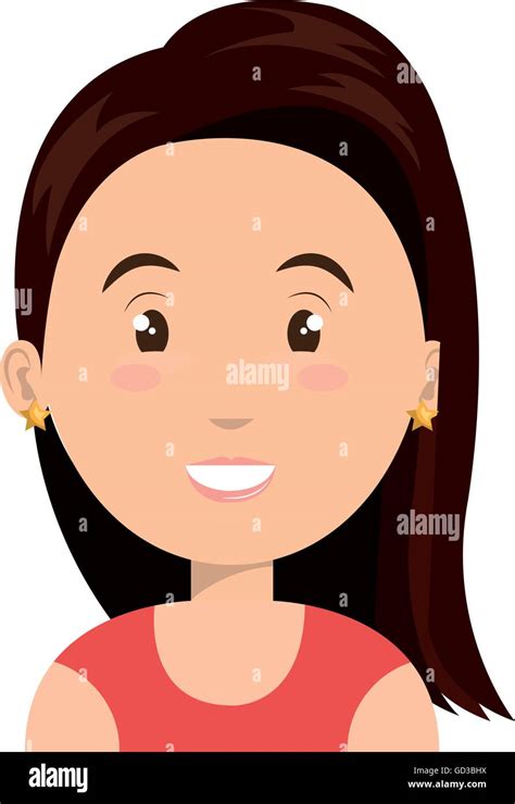 Young And Beautiful Woman Cartoon Face Vector Illustration Stock