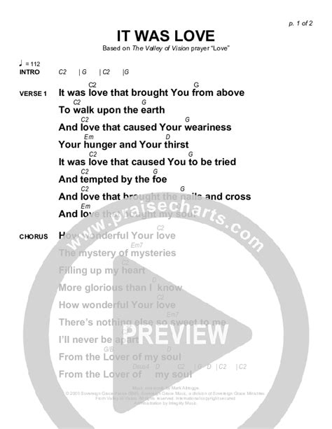 It Was Love Chords PDF Sovereign Grace PraiseCharts