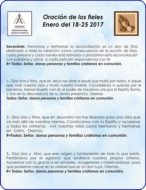 ORACION DE LOS FIELES PARA LA SOUC 2017 Departamento de Diálogo DEDIIRCEC