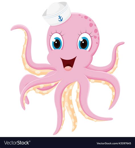 Cute Octopus Cartoon Isolated On White Royalty Free Vector