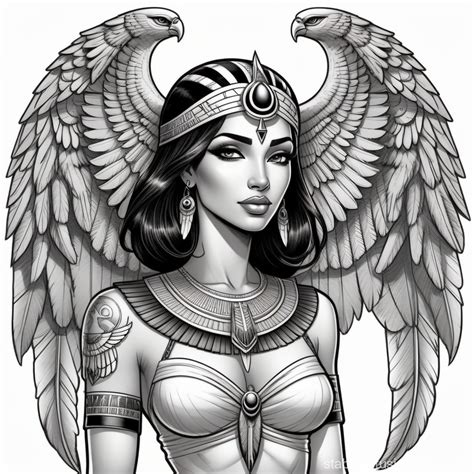 Egyptian Goddess Isis Tattoo Sketch | Stable Diffusion Online