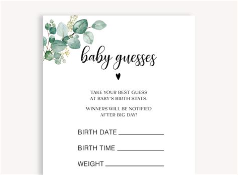 Baby Guesses Baby Shower Spiel Baby Vorhersage Spiel Etsy De