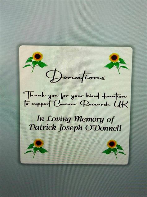 Sunflower Funeral Donations Pocket Envelopes Money Custom Etsy