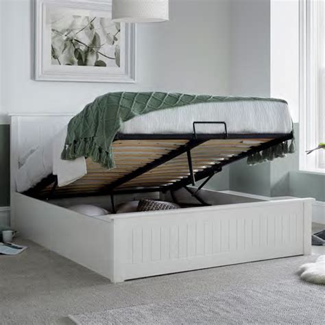 Duncan Wooden Ottoman Storage Double Bed In White Furniture In Fashion