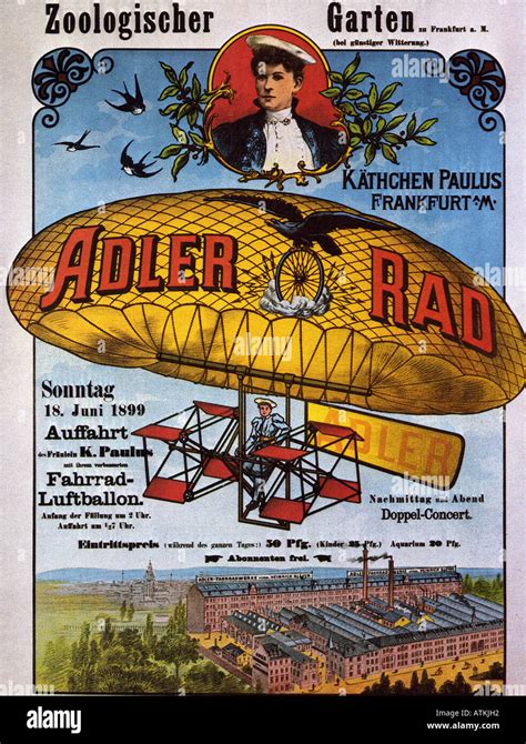 German Poster 1899 Advertising Ballon Flights See Description Below