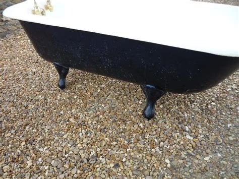 Reclaimed Antique Roll Top Cast Iron Bath With Brass Taps