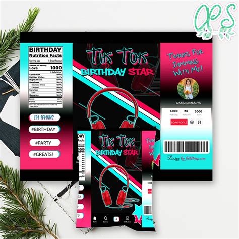 Personalized TikTok Birthday Chip Bag Digital File Printable DIY