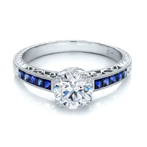 Diamond and Blue Sapphire Engagement Ring #100389 Bellevue Seattle ...