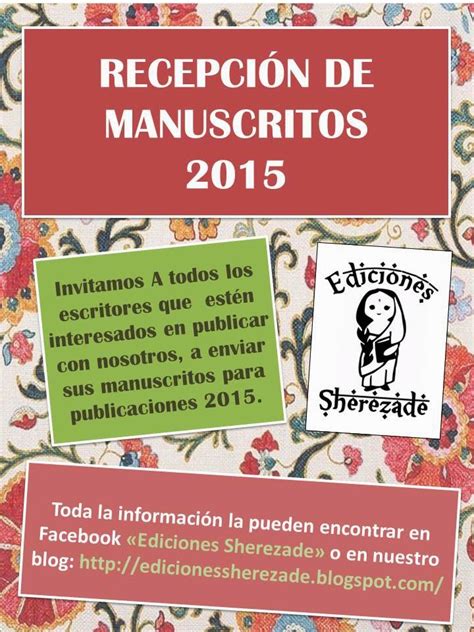 Ediciones Sherezade Recepción De Manuscritos 2015