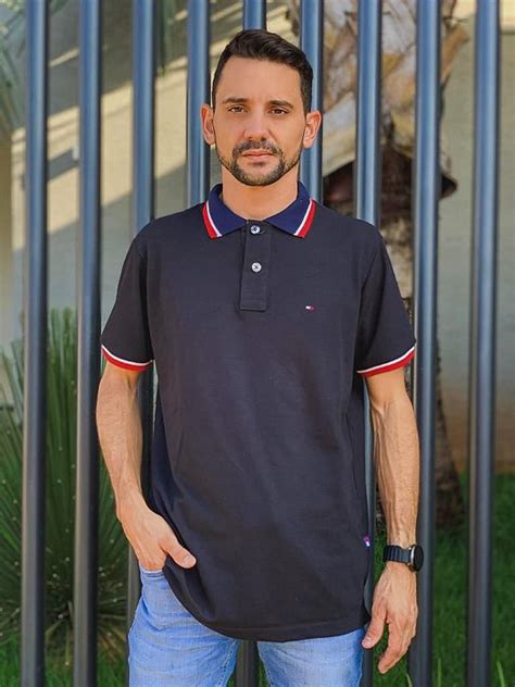 Camisa Polo Tommy Hilfiger Masculina Regular Fit Vermelha Logo