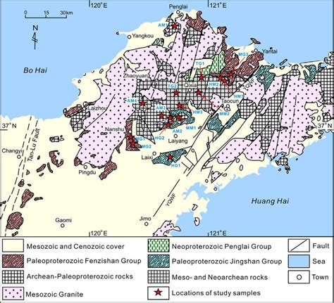 Geological Sketch Map Of The Jiaobei Terrane Modified After Tam Et