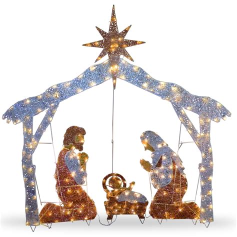 Christmas Nativity Scene Outdoor Lighted Clear Lights Yard Holiday