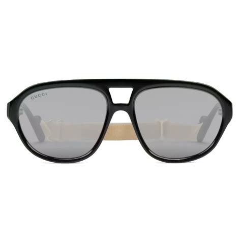 Gucci Oval Frame Sunglasses Black Grey Gucci Eyewear Avvenice