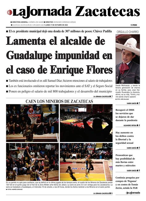 La Jornada Zacatecas 17 De Octubre De 2022 By La Jornada Zacatecas Issuu