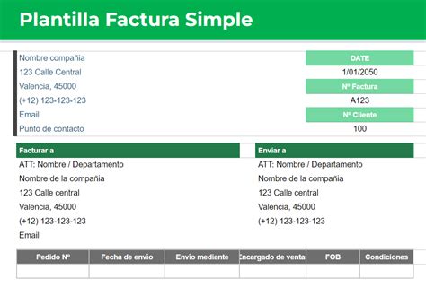 Plantilla Factura Simple Descarga Tu Plantilla