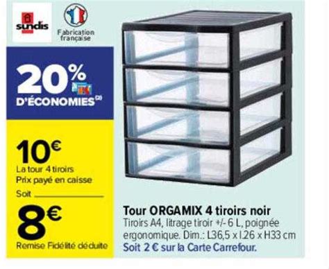 Promo Tour Orgamix Tiroirs Noir Chez Carrefour Icatalogue Fr