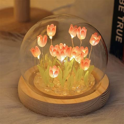 Handmade Tulip Night Light Cute Flower Bedroom Sleeping Lamp LED Light