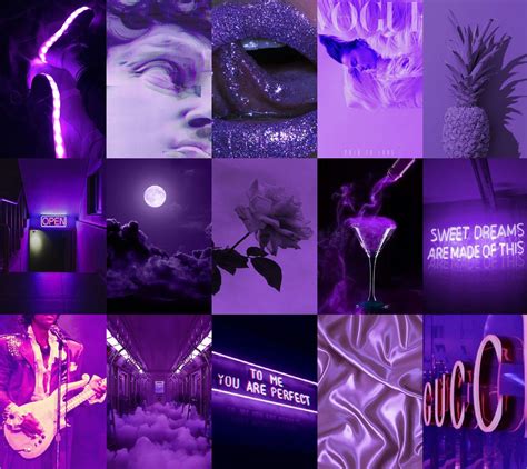 Boujee Purple Aesthetic Collage Kits Neon Collages Printable Etsy