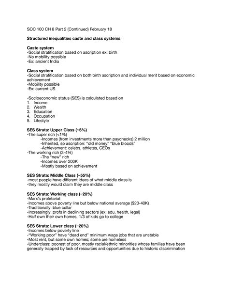 Soc Feb 18 Soc 100 Chapter Notes Soc 100 Ch 8 Part 2 Continued February 18 Structured