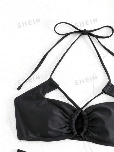 Shein Swim Sxy Cut Out Chain Linked Halter Bikini Swimsuit Shein Usa