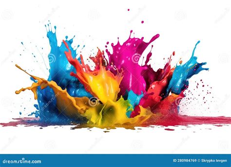 Color Paint Splashes Isolated On A White Stock Illustration