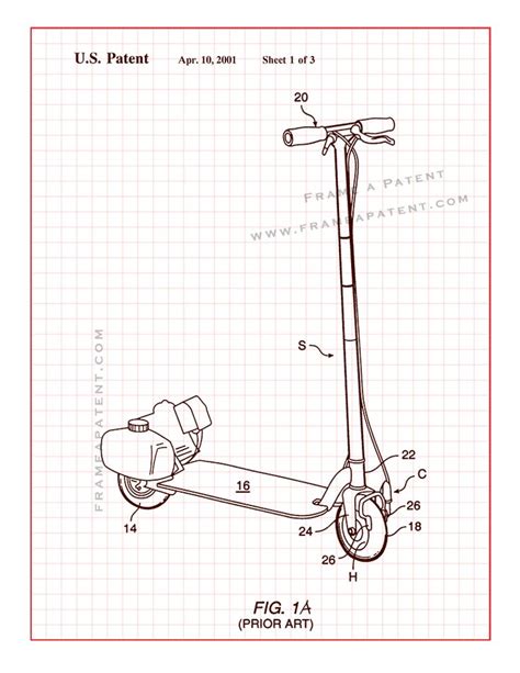 Pin By Frame A Patent On Scooter Patent Prints Patent Prints Poster