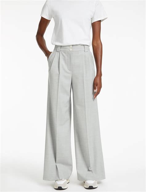 Margot New Wool Wide Leg Trouser Light Grey Wide Leg Trouser Wide