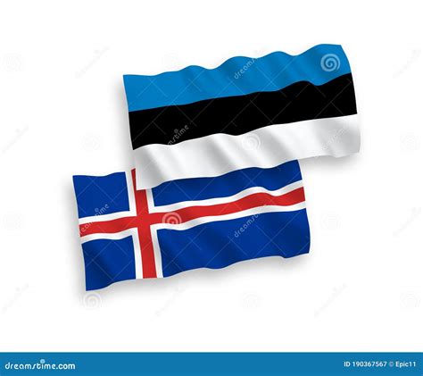 Banderas De Islandia Y Estonia Sobre Un Fondo Blanco Ilustración del