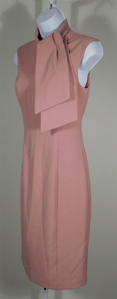 Harper Rose Blush Tie Neck Sleeveless Sheath Dress Sz 4 Ebay