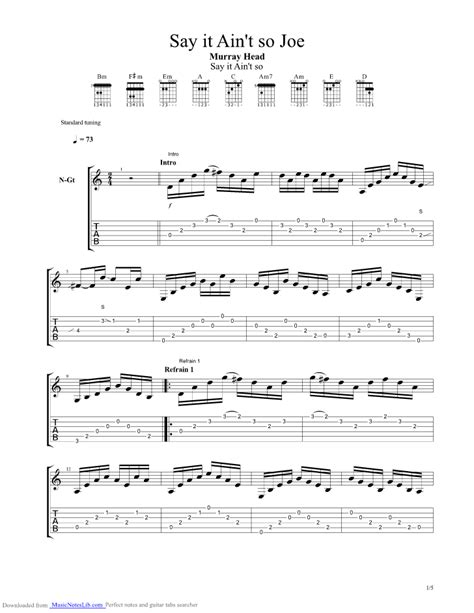 Say It Aint So Joe Guitar Pro Tab By Murray Head Musicnoteslib