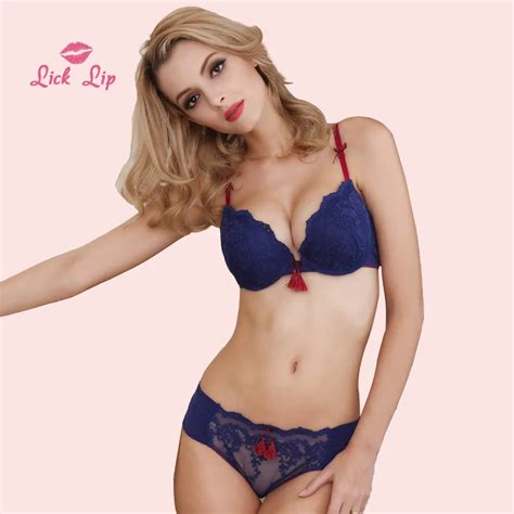 Lick Lip Sexy Tassel Bra And Panty Set Lace Bow Bras And Briefs Set Biquini Ladies Plus Size