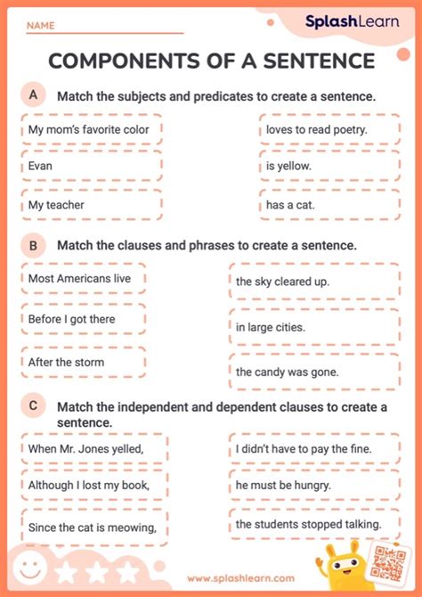 Lets Explore Components Of A Sentence Ela Worksheets Splashlearn Worksheets Library