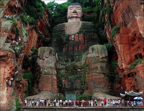 worlds largest buddha statue carved   cliff