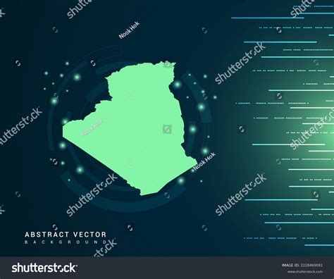 Algeria Map Technology Green Futuristic Background Stock Vector