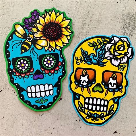 Day Of The Dead Sugar Skull Sticker Vinyl Sticker Decal Etsy