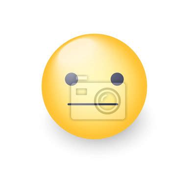 Indifferent Emoji Cartoon Icon Expressionless Emoticon Face Wall