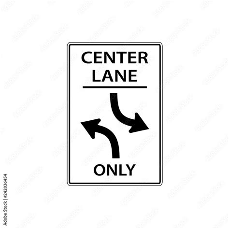 USA traffic road sign. center lane, two-way left turn only. vector ...