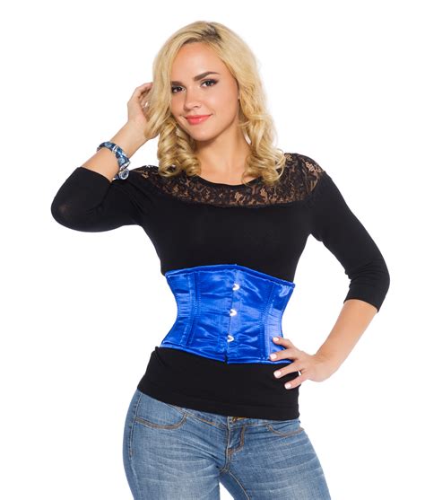 Bella Blue Satin Underbust Corset Steel Boned Glamorous Corset