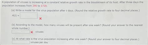 Solved A Population Of Viruses Is Increasing At A Constant Chegg