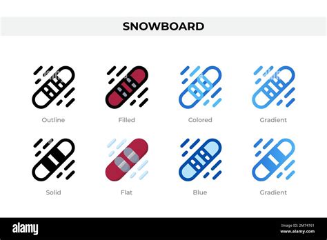 Snowboard Icons In Different Style Snowboard Icons Set Holiday Symbol