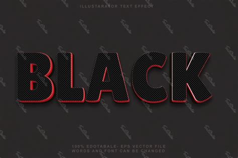 Black Red 3d Font Style Effect Premium Vector File