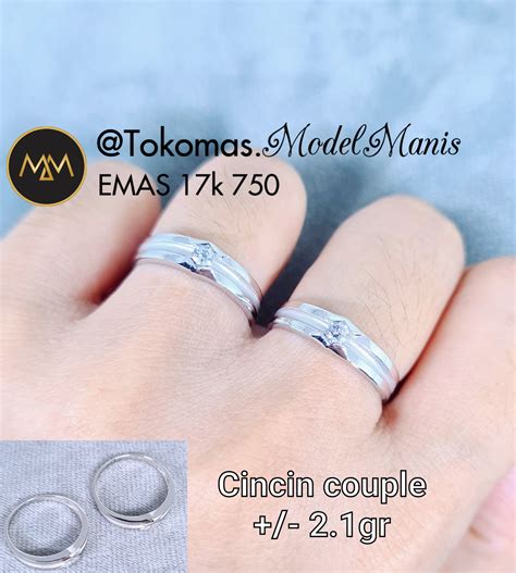 Cincin Emas putih polos wedding ring solitaire emas putih 750 kadar 17k ...